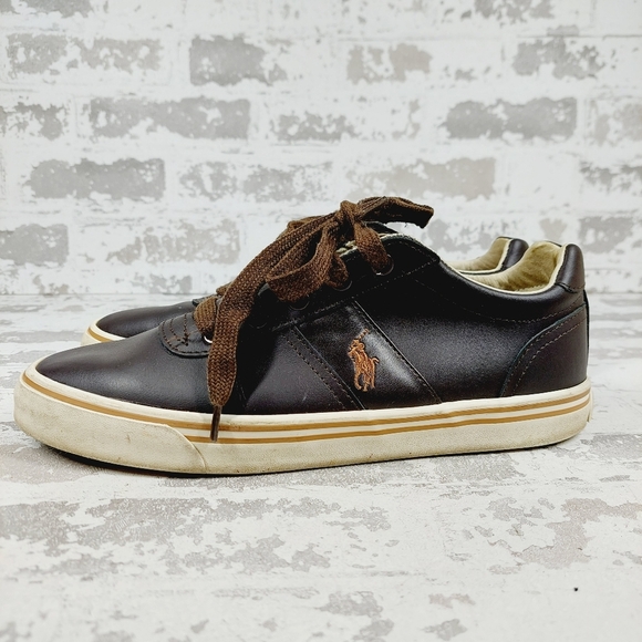 Polo Ralph Lauren Other - Polo Ralph Lauren Hanford Brown Leather Lace Up Fashion Tennis Sneakers V511
